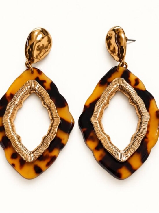 Jewelry - Tortoiseshell-Style & Gold-Tone Statement Drop Earrings – Pierced